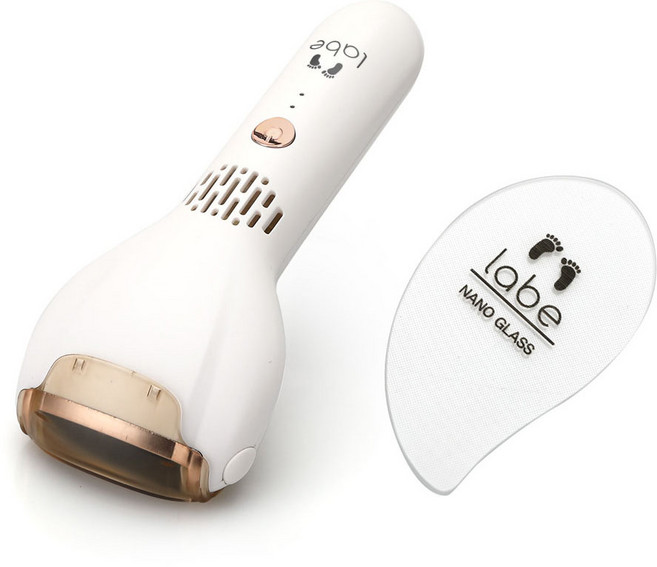 labe 무선 전동 발각질 제거기 LB-CR2000W + 나노글라스 풋파일 + 케이스 세트, 화이트