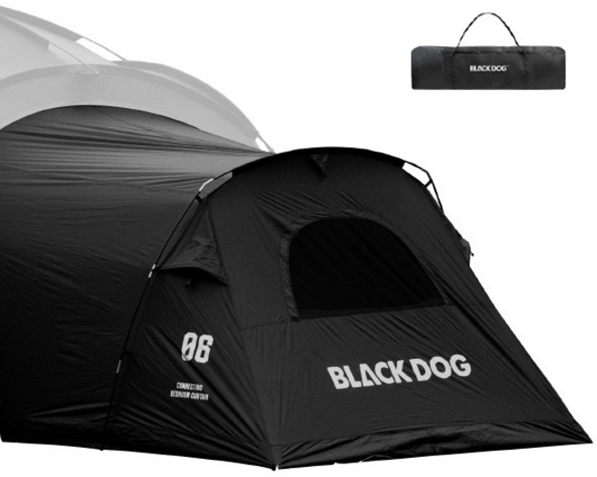 BLACKDOG 캠핑 돔 연결형 침실 텐트 BD005, 블랙, 2인용