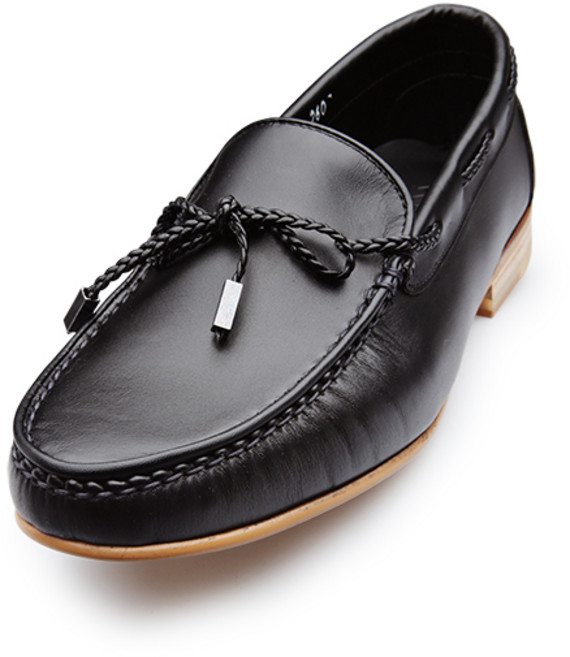 VONIN 남성용 천연소가죽 매쉬리본 로퍼구두 JH013BK