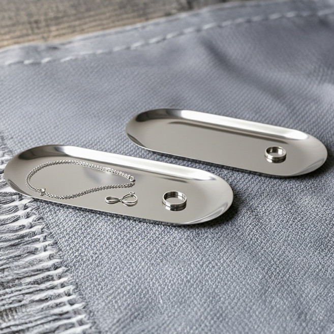 대한 인테리어 감성 오브제 촬영 소품 악세사리 보관 트레이 2p, 실버