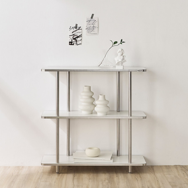 룸앤홈 스탠리 엣지 사각선반, 화이트, 3단