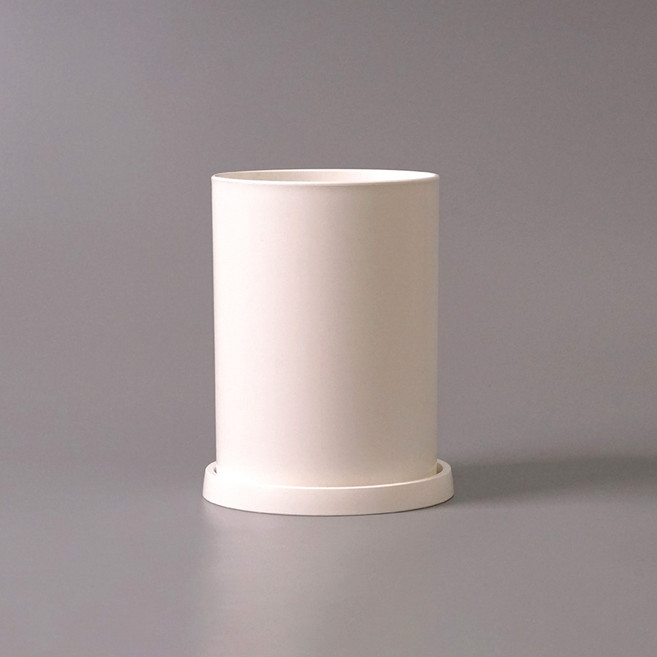 morningscent 인테리어 플라스틱 식물 분갈이 화분 + 받침 세트, 클린화이트, 1세트