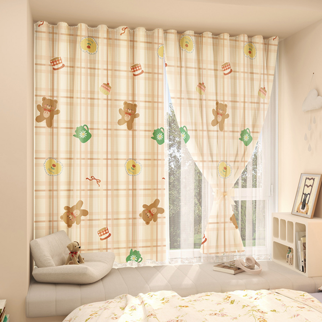 미미솔레 쉬폰 레이스 단열 벨크로 커튼