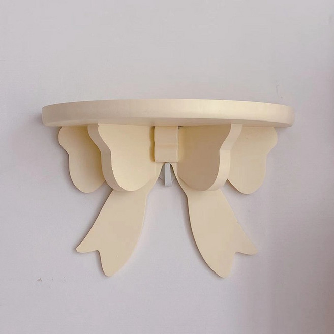 순잠 러블리 소녀감성 나비리본 무타공 벽걸이 선반, 옐로우, 1단