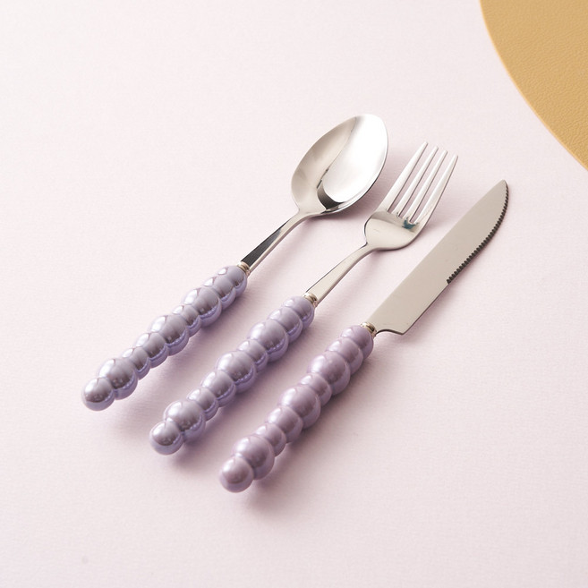 라펠라 디너 커트러리 세트, 디너 스푼 + 디너 포크 + 디너 나이프, 퍼플, 1세트