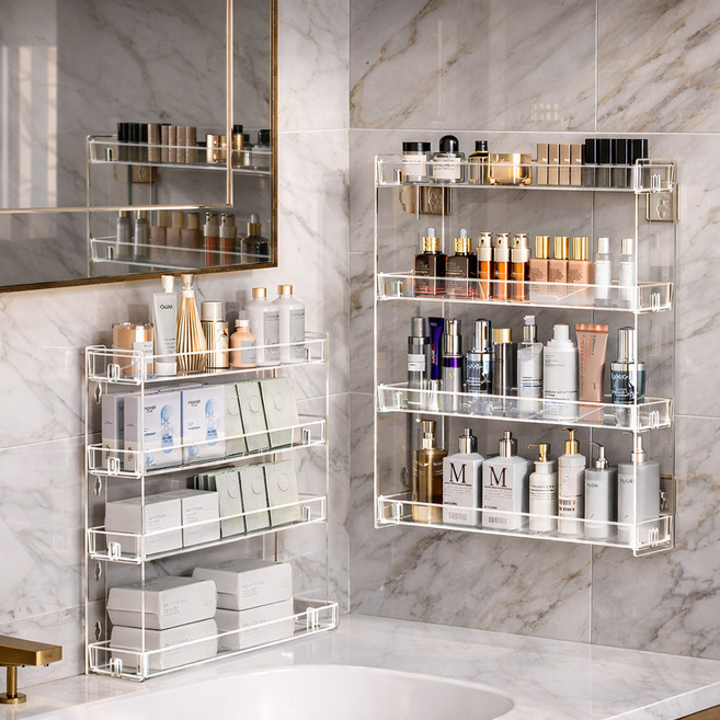 예은홈시스 벽걸이n스탠드 아크릴 무타공 4단 선반, 1개