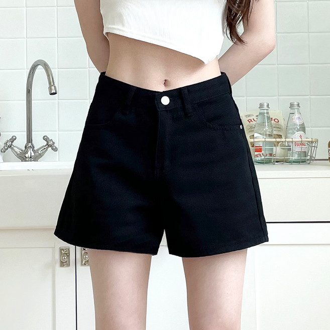 잘빠진 여성용 도리 코튼 A라인 와이드 베이직 숏팬츠