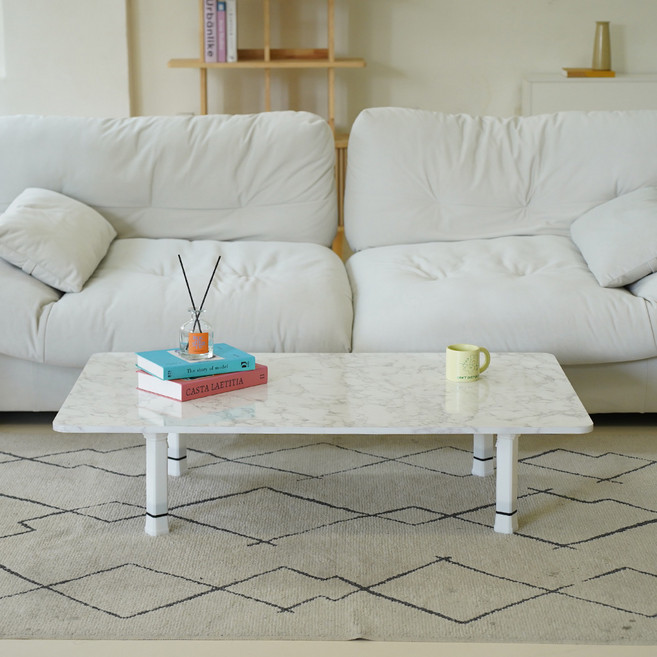 슈에뜨메종 키높이 조절 라운드 접이식 테이블, 비앙코