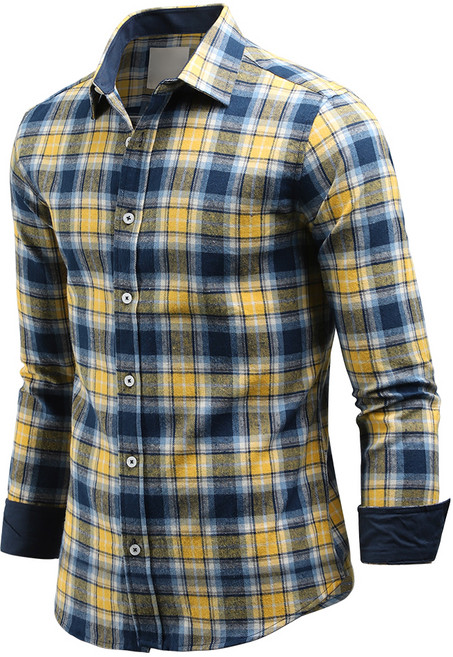 다꾸앙 남성용 남방 코디해결 체크 긴팔 기모 셔츠 C11D14_sp2387