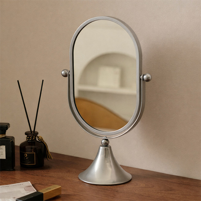 맙소샵 탁상 데스크용 메이크업 스탠드 거울 HR2599, 실버