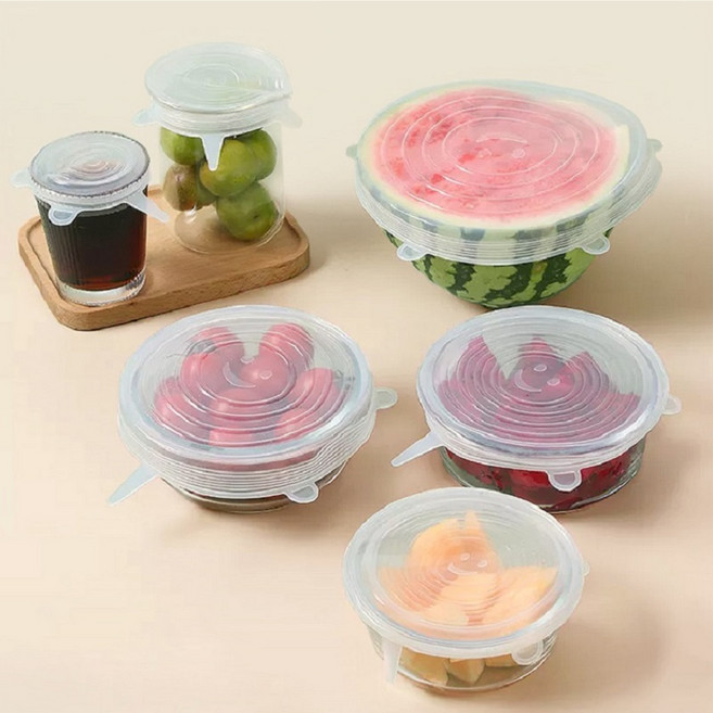 일상나눔 실리콘 밀폐용 푸드 커버 6종 세트, 투명, 2세트