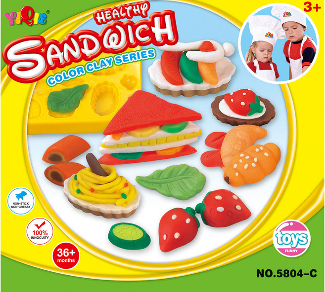 YIQIS 하늘썬별 맛있는 샌드위치 도우 점토놀이 5804c, 혼합색상, 1kg, 1개