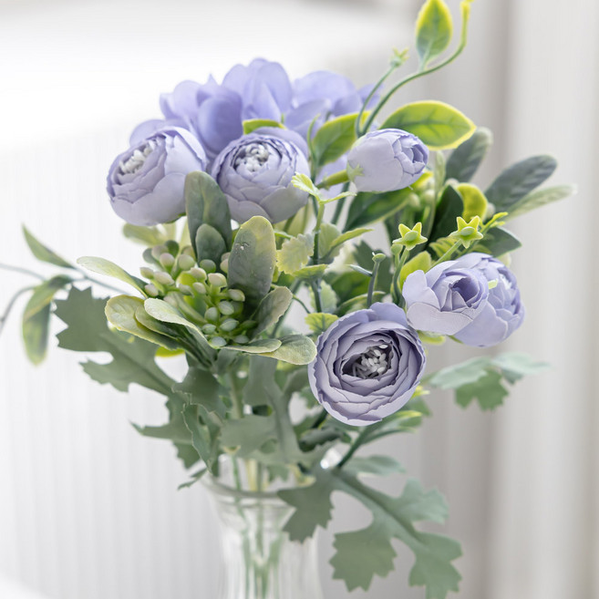 플라워트리 조화 장식 수국 러넌큘러스 꽃다발 30cm, 라벤더, 1개