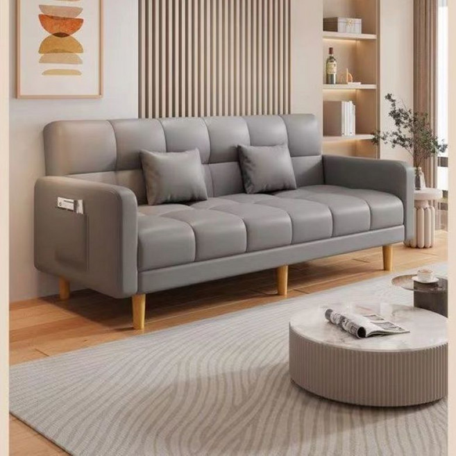 접이식 등받이 각도조절 PU가죽 소파베드 120cm L4, 그레이