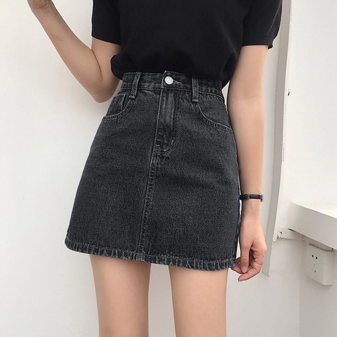 Yangnol 女款A字迷你丹寧短裙