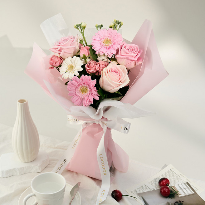 코코도르 생화 퓨어핑크 믹스 꽃다발, 연핑크