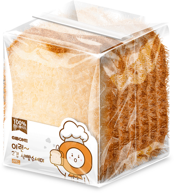 기본에 이런 2겹 식빵수세미, 6개입, 1개