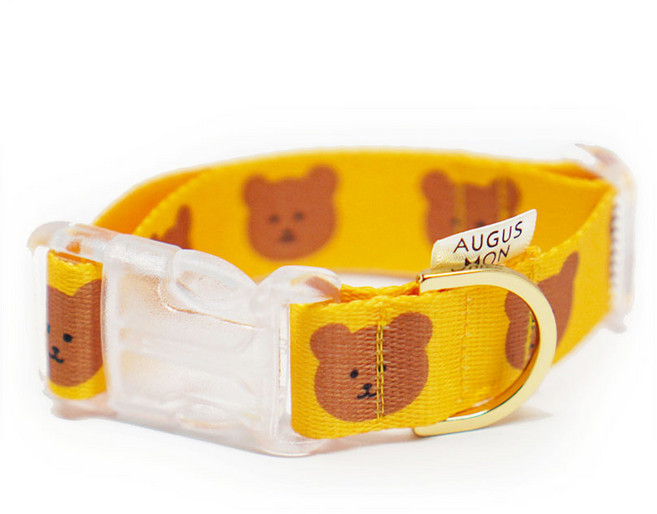 어거스몬 반려동물 심플 베어 목줄, 노랑, 1개
