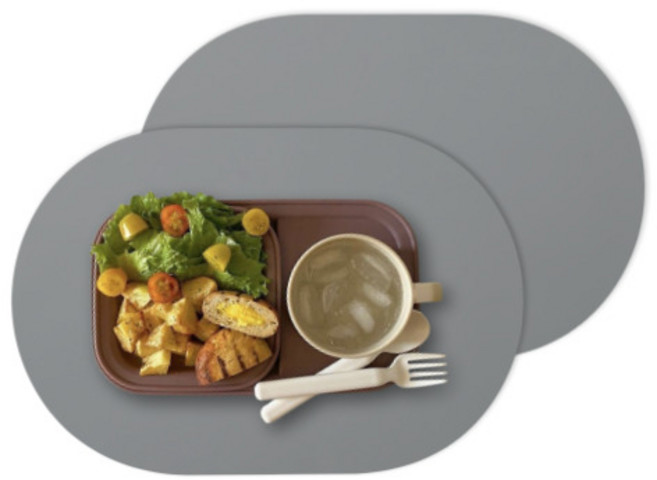 디아르 플래티넘 실리콘 방수 플레인 식탁매트, 그레이, 43 x 29.5 cm, 2개