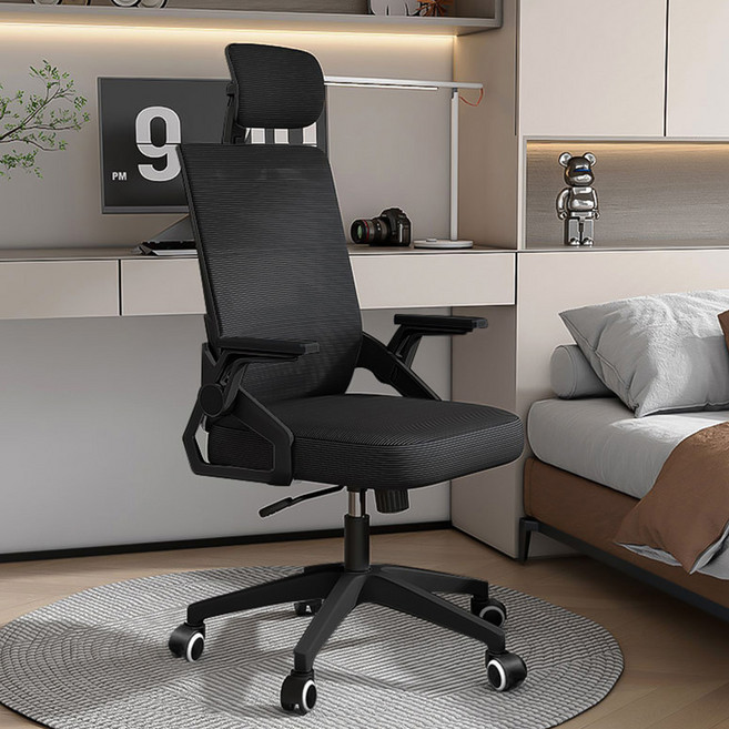 에피하임 오피스젠 컴퓨터 사무용 메쉬 목받침 학생 책상의자, 블랙