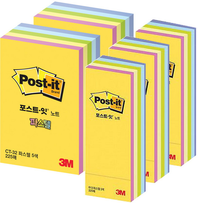 3M Post-it 彩色便利貼 51*76mm CT-32 2入+CT-13 3入, 混合顏色, 1套