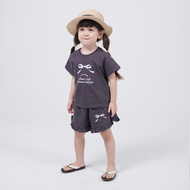 KIDSCOMO 女童網眼短袖上衣和下身套裝