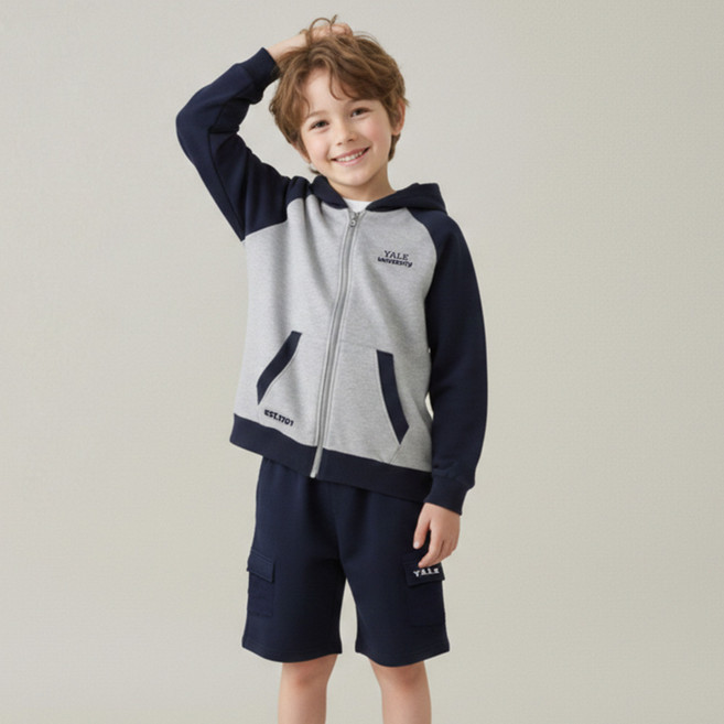 예일키즈 아동용 예일 래글런 배색 후디 집업 YJCCHZF13414