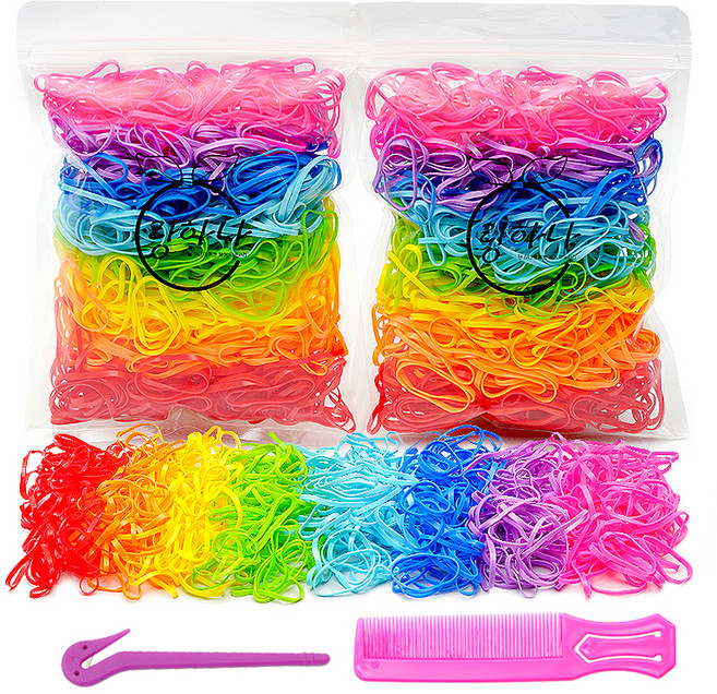 링하나 여아용 링링 대용량 고탄력 머리 고무줄 2p + 이지컷 + 포켓빗 세트 SR27