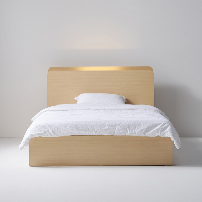 도모 엘로라 LED 3단 수납형 침대 프레임 단품 방문설치, 우드