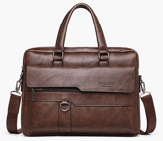 WEIXIER 엘쏘 남성용 레더 서류 출근 가방