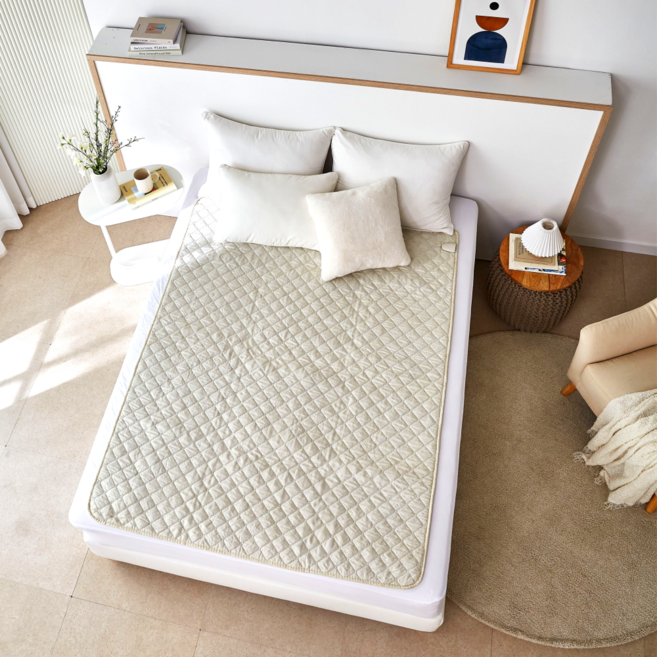 HanilMedical 퀼팅 패턴 탄소 전기요, 소프트베이지, 싱글(100 x 180 cm)