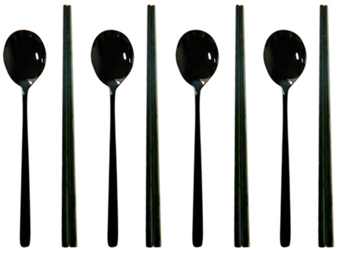 라피네 4인용 수저세트, 블랙, 숟가락 4p + 젓가락 4p, 1세트