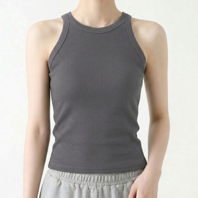 소니오 여성용 골지 탱크하이넥 민소매 나시 롱