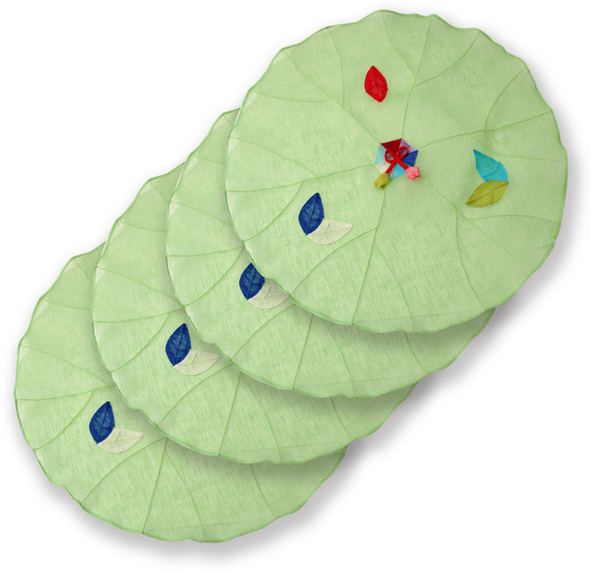 해피툴 나뭇잎 모시 조각 밥상보 라이트그린, 4개