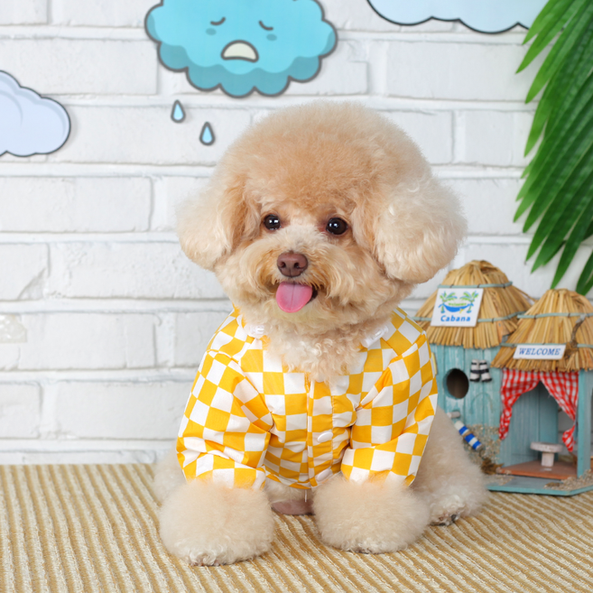 에이미러브즈펫 강아지 VA 체커보드 우비, 옐로우