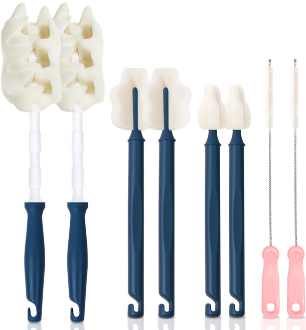 하이비 프리미엄 젖병 젖꼭지 세척솔 몽글이 프리미엄 일자형 솔 + 롱 와이드 솔 + 롱 미니 솔 + 빨대브러쉬, 클래식네이비(롱 미니 솔), 랜덤발송(빨대브러쉬), 2세트