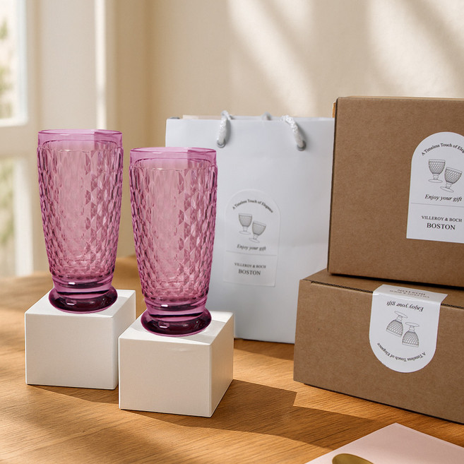 빌레로이앤보흐 보스턴 롱드링크 컵 400ml x 2p + 기프트박스 세트 + 쇼핑백, 베리, 1세트