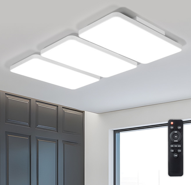 원하 미러 조명 디밍 거실 LED 150W 플리커프리 천장등 + 리모컨 세트, 화이트 + 주광색