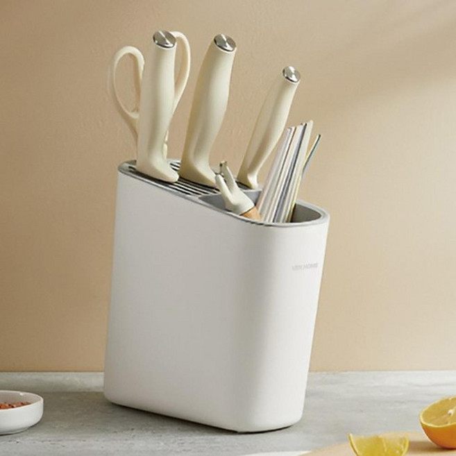 VEN HOME 多功能瀝水可拆式餐具 + 刀架, 灰色, 1組