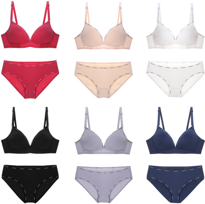 윙크핑크 컬러플 노와이어 브라 6종 + 팬티 6종 세트 5026