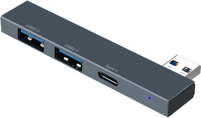 컴스 노트북 미니 USB 허브 USB 2포트 + C타입 1포트 IH586, 그레이, 1개