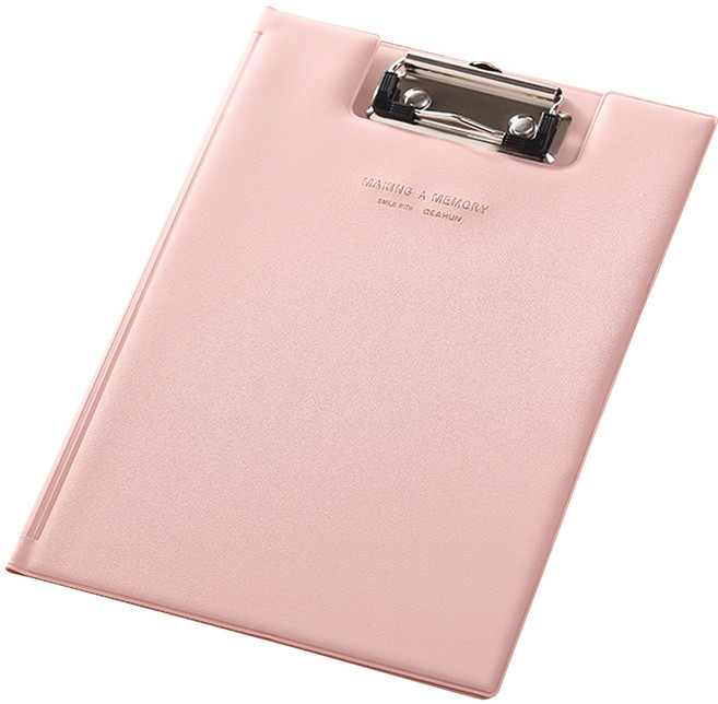 동아피엠에스 가죽 커버 클립보드 A4, 라이트핑크, 1개