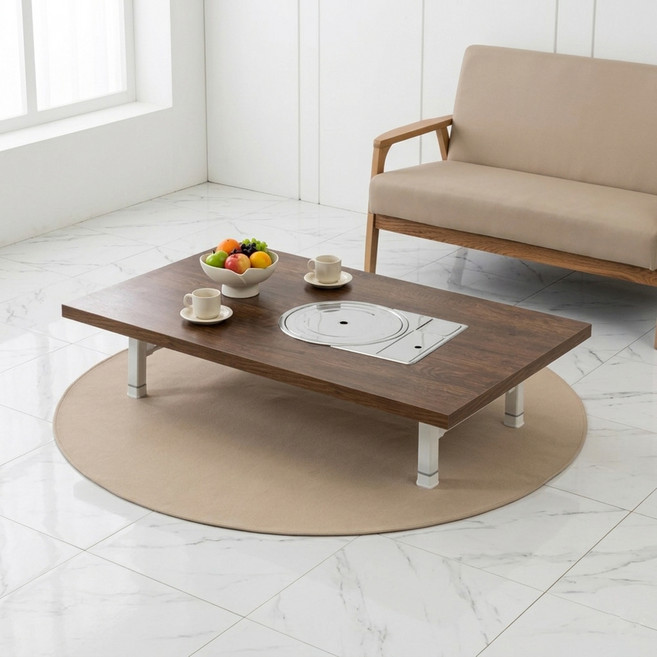 NOA FURNITURE Richble 可調高度折疊烤盤桌, 黑木(白色桌腳)