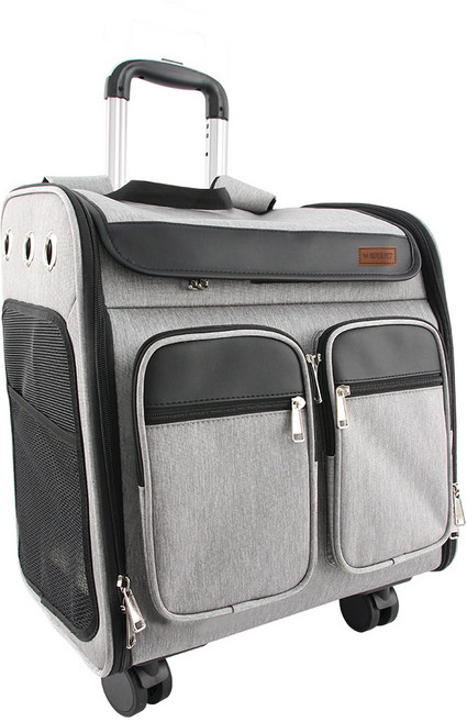 도그아이 강아지 4륜 백팩 캐리어, 그레이, 1개