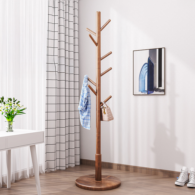 데일리홈 나무형 원목 스탠드 옷걸이, 호두