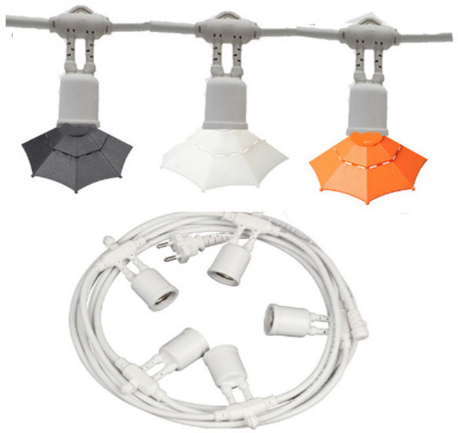 빅토리라이팅 11분기 E26 삼색갓 파티라이트 전등선 우산장식 9.5m, 혼합색상(갓), 백색(전등선)