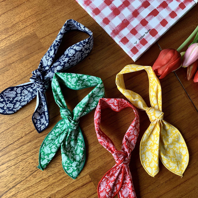 쥬비코 강아지 페이즐리 스카프 4종 세트, 네이비, 레드, 옐로우, 그린, 1세트