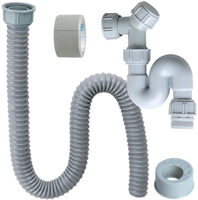 와이넷 싱크대 호스 100cm + L 트랩 세트, 그레이, 1세트