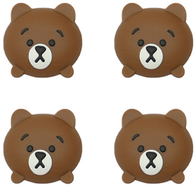 문콕 방지 말랑말랑 실리콘 보호패드, 갈색 곰, 4개