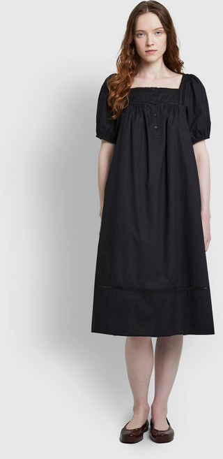 JAJU 여성용 아일렛 반팔 파자마 원피스